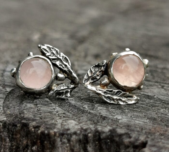 oznorCO Sidabro gėlytės su rožiniu kvarcu – Paveikslėlis 1