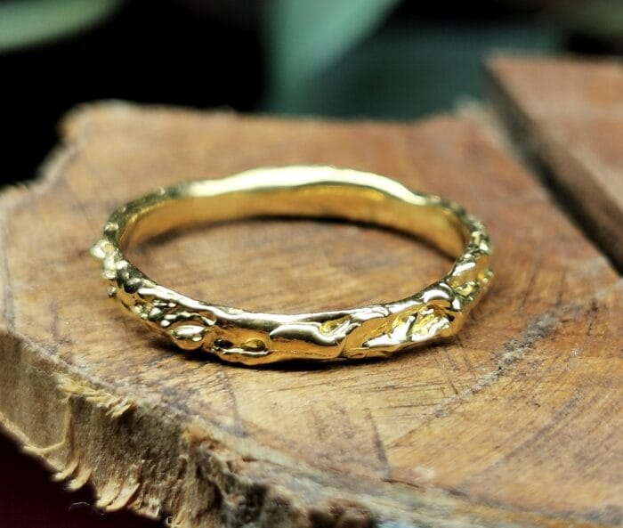 Organiškas sidabrinis žiedas dengtas auksu – Paveikslėlis 2